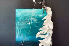 Jef-Albea_Serene_artwork-36x19_base-18x24_Air-Dry-Clay-Armature-and-Resin-on-Canvas_2021_130k